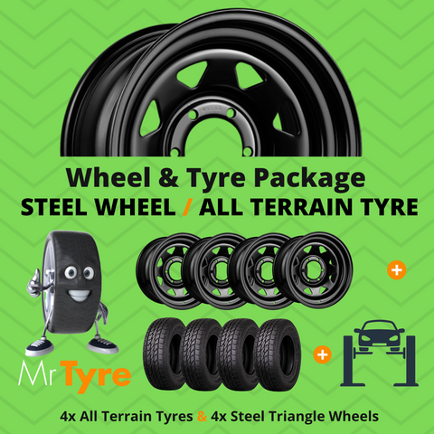 WHEEL & TYRE PACKAGE: 265/65R17 AT All Terrain Tyre & 17x8.0 Black Steel Wheel (W&T) MRTZ9