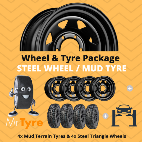 WHEEL & TYRE PACKAGE:  33X12.5R15 Mud Tyres & 15x8.0 Steel Wheels (W&T) MRTZ9