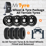 Wheel & Tyre Package 265/65R17 AT All Terrain Tyre & 17x8.0 Black Steel Wheel (W&T) MRTZ9