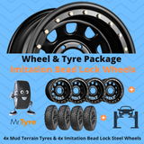 Wheel & Tyre Package 35x12.5R15 Mud Tyres & 15x8.0 Imitation Bead Lock Wheels (W&T) MRTZ9