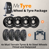 Wheel & Tyre Package 265/75R16 MT Mud Tyre & 16x8.0 Black Steel Wheel (W&T) MRTZ9